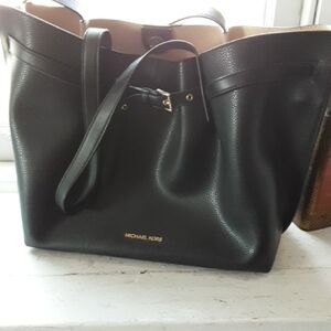 Michael Kors Black Leather Tote Bag